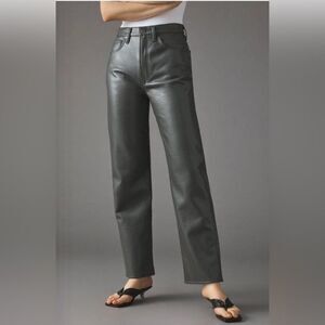 Agolde 90s Pinch Waist Recycled Leather Pants in Taupe Color Size 28 NWT